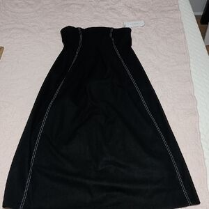 Mon Renn NWT Black Strapless A-Line Dress with Contrast Stitching
